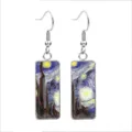Detail of rectangular stainless steel earrings with Van Gogh Starry Night print - Starry Sky(70138901) / 10*25mm