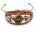 Multi-layered braided cowhide leather bracelet with Islamic Muhammad calligraphy design - 18mm / Dark Brown