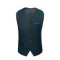 Detailed view of dark green men's slim-fit suit vest with four buttons and pockets - 3XL / Tops / Dark Green