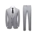 Professional light gray slim fit three-piece men's suit set for weddings and business events - 4XL / Set (629)