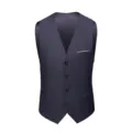 Detailed view of a dark charcoal men's suit vest with V-neck and four buttons - 3XL / Tops / Dark Gray