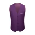 Front view of a classic purple men's suit vest with V-neck and 4-button closure - 3XL / Tops / Dark Purple 925