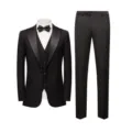 Professional men's black three-piece tuxedo suit set with satin lapel for formal events - 3XL / Set / 3-Piece Set (Jacket+Pants+Vest) / Black (Peak Lapel 3-Piece Set)