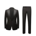 Elegant black two-piece slim fit tuxedo suit for formal stage hosting and performance - 3XL / Top And Bottom / 2-Piece Set (Jacket+Pants) / Black (Peak Lapel 2-Piece Set)