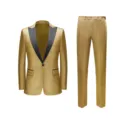 Shiny golden glitter men's two-piece suit set including blazer and trousers for stage - M/46/170 / Top And Bottom / Gold 658