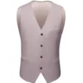 Men's casual slim fit suit vest in light pink beige color for summer weddings - 3XL / Tops / Champagne 920
