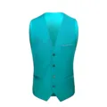 Professional slim fit men's business suit vest in vibrant cyan with four buttons - 3XL / Tops / Bright Green