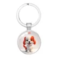 Lindo llavero de perro del zodiaco de dibujos animados con aro de metal plateado brillante - Perro del Zodíaco(70038119) / 25mm / Plateado