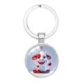Llavero del zodiaco buey de dibujos animados lindo con colgante de cristal redondo - Buey del Zodíaco(70038110) / 25mm / Plateado