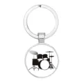 Portachiavi di qualità in metallo argento con ciondolo circolare motivo batteria - Batteria / 25mm Bianco K / #01