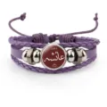 Handmade purple multi-layer leather bracelet featuring Arabic calligraphy glass charm - 18mm / Purple
