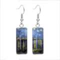 Artistic Van Gogh Starry Night Over the Rhone stainless steel rectangular drop earrings - Starry Night Over the Rhone(70138907) / 10*25mm
