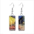 Stainless steel dangle earrings featuring Van Gogh's Café Terrace at Night painting - Cafe Terrace at Night(70138908) / 10*25mm