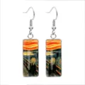 Artistic stainless steel rectangle drop earrings featuring Edvard Munch's The Scream art - The Scream(70138909) / 10*25mm