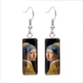 Artistic rectangular dangle earrings with Vermeer's Girl with a Pearl Earring painting - Girl with a Pearl Earring(70138913) / 10*25mm