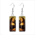 Mona Lisa oil painting earrings in stainless steel rectangular pendant - Mona Lisa(70138914) / 10*25mm