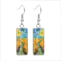 Stainless steel drop earrings featuring Van Gogh's Wheatfield with Crows painting style - Wheatfield with Crows(70138915) / 10*25mm
