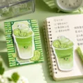 Vista detallada de notas adhesivas con forma de bebida de lima en un cuaderno de espiral - 青柠雪顶冰沙杯