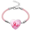 Pink ribbon heart bracelet for Breast Cancer Awareness Month featuring a HOPE charm - HOPE Style / 20mm / Pink