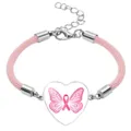 Pink ribbon butterfly heart bracelet for breast cancer awareness support charm jewelry - Butterfly Pink Ribbon Style / 20mm / Pink