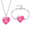 Set gioielli nastro rosa prevenzione tumore al seno collana e bracciale. - Stile 13 (60639729)