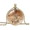 Bronze inspirational quote pendant necklace with 'Faith' bible verse on bead chain - 25mm / Brown