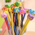 Colorful cartoon pencils with cute animal erasers for kids' stationery gift set - Cartoon Style (No Packaging) / With Eraser