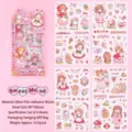 Set di adesivi per bambine cartoni animati per scrapbooking, finitura glitter 4 fogli - Umore Dolce
