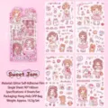 Adesivi kawaii ragazza in pellicola glitterata per scrapbooking fai da te set da 4 fogli - Marmellata Dolce