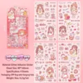 Adesivi glitterati con ragazze kawaii per journaling, set di 4 fogli a tema rosa, DIY - Festa Dolce