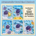 Pack of 5 cute A5 astronaut themed lined notebooks with cosmic space travel cover designs - Interstellar Travel / A5 5本装