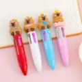 Mini 4-kleuren intrekbare balpennen met 3D-beerfiguurtjes voor school en dagboek - Capybara Serie