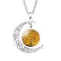 Detailed view of silver moon pendant featuring Gustav Klimt's The Tree of Life art - Klimt Tree of Life