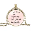 Inspirational Bible verse quote pendant necklace with vintage bronze ball chain design - 25mm / Bronze
