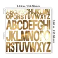 Detailed dimensions of 1 and 2 inch gold metallic waterproof alphabet stickers - 1+2 Inch / Bright Gold Uppercase Letters