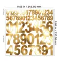 Detailed macro view of golden metallic number stickers in 1 and 2 inch sizes - 1+2 Inch / Bright Gold Numbers