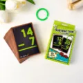 Detailed view of kids math subtraction flash cards set with storage box and green plastic ring - Subtraction - 50 Pieces/Pack