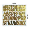 Glossy gold uppercase alphabet letter sticker sheet with dimensions 220 mm by 193 mm - Letter Stickers (G2) / Bright Gold