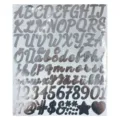 Silver metallic cursive alphabet and number sticker sheet for DIY holiday gift decor - 1 Inch / Pack of 100 / German 1 Inch Silver Bright Silver Script Font