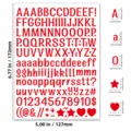 Red alphabet and number sticker sheet with 0.5 inch high waterproof characters for DIY craft - Clear / 0.5 Inch / Red