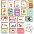 Set of 19 colorful Happy Birthday cards with envelopes and decorative stickers - Birthday Cards 20 Pieces-01