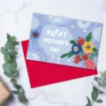 Beautiful floral Mother's Day greeting card with a premium vibrant red envelope set - Style 01 (LHL27 Mother's Day Card Style 01)