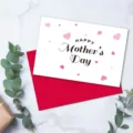 Mother's Day greeting card set featuring a red envelope and pink heart patterns - Style 06 (LHL27 Mother's Day Card Style 06)