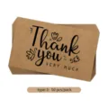 Set of 50 vintage kraft paper Thank You cards with Type-3 design for gift packing - Style 3 / 50 Sheets