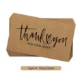 Bulk pack of 50 vintage brown kraft paper thank you for your order gift cards set - Style 4 / 50 Sheets