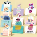 Set of 10 colorful 3D pop-up birthday greeting cards with cute cartoon designs - Shaped Birthday Cards (KP76) / 10 Pieces/Pack