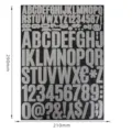 A4 size silver glitter alphabet and number sticker sheet with various symbols 210x290mm - 1 Inch / Glitter Silver