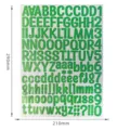 Green glitter alphabet and number sticker sheet in A4 size with 210x290mm dimensions - 1 Inch / Green