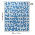 Blue glitter 1-inch alphabet and number sticker sheet with dimensions for crafting - 1 Inch / Pack of 100 / 1 Inch Glitter Blue Script Font