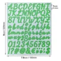 Waterproof green glitter 1-inch alphabet and number sticker sheet for DIY craft projects - 1 Inch / Pack of 100 / 1 Inch Glitter Green Script Font